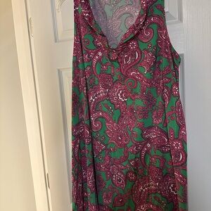 Crown & Ivy Green and Pink Paisley Maxi Dress